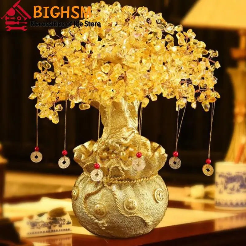14cm Feng Shui Yellow Lucky Wealth Trees-4