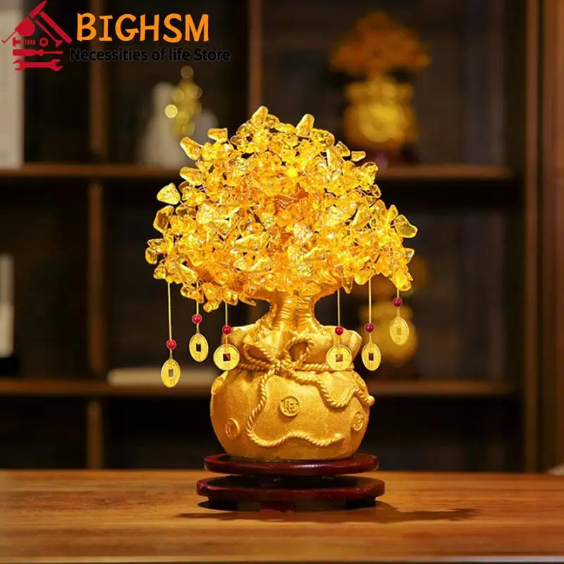 14cm Feng Shui Yellow Lucky Wealth Trees-3