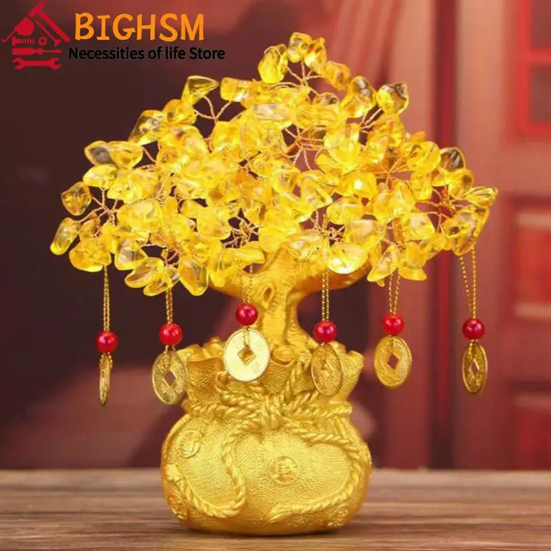 14cm Feng Shui Yellow Lucky Wealth Trees-1