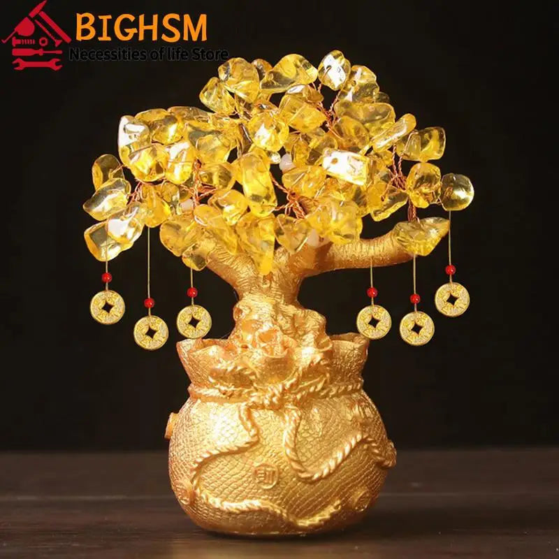 14cm Feng Shui Yellow Lucky Wealth Trees-2