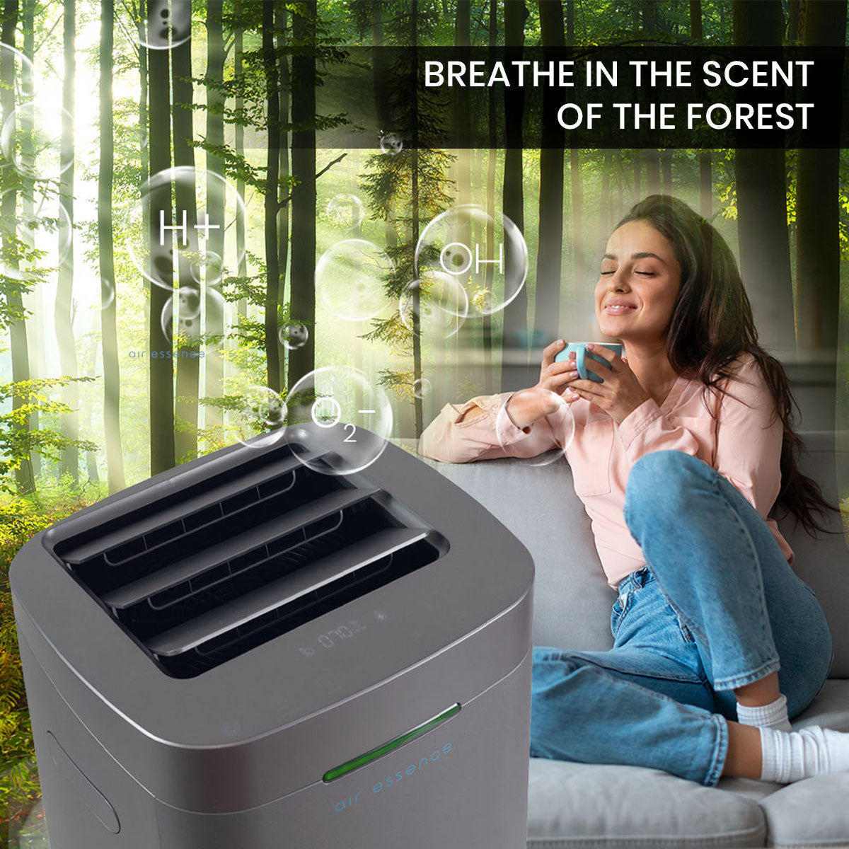 Air Essence™ Eco Plasma LCD ESP Graphene Air Purifier, 60m² Coverage, Non-consumable Graphene ESP Filter, UVC Sterilizer, Grey-10