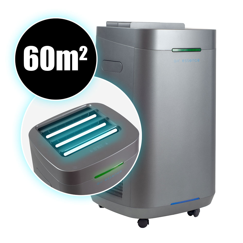Air Essence™ Eco Plasma LCD ESP Graphene Air Purifier, 60m² Coverage, Non-consumable Graphene ESP Filter, UVC Sterilizer, Grey-1