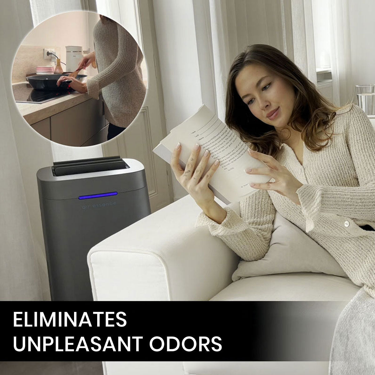 Air Essence™ Eco Plasma LCD ESP Graphene Air Purifier, 60m² Coverage, Non-consumable Graphene ESP Filter, UVC Sterilizer, Grey-9