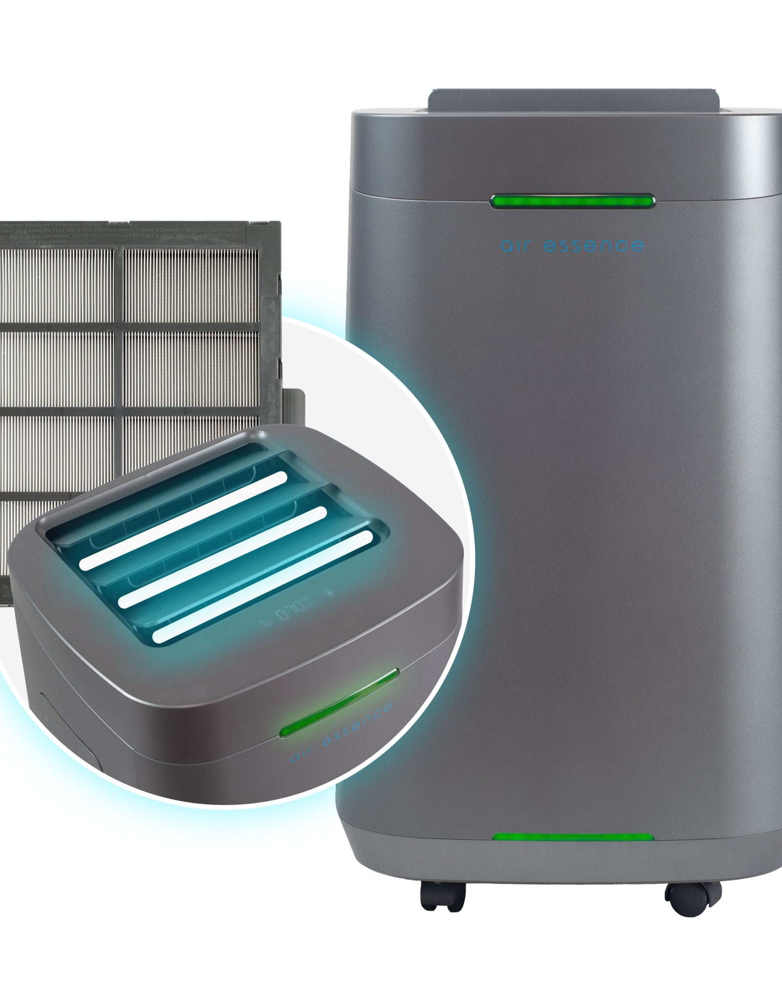 Air Essence™ Eco Plasma LCD ESP Graphene Air Purifier, 60m² Coverage, Non-consumable Graphene ESP Filter, UVC Sterilizer, Grey-0